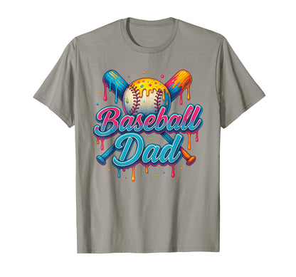 Baseball Dad Dripping Ice Cream Funny T-Shirt - Minimalist Print Men Women - T-Shirt, Sweatshirt, Hoodie
