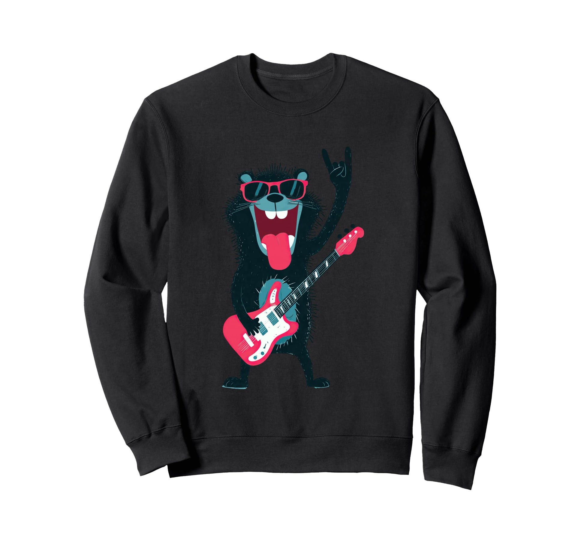 Funny Rock Beaver Cartoon Animal Sweatshirt - Aesthetic Graphic Men Women - T-Shirt, Sweatshirt, Hoodie