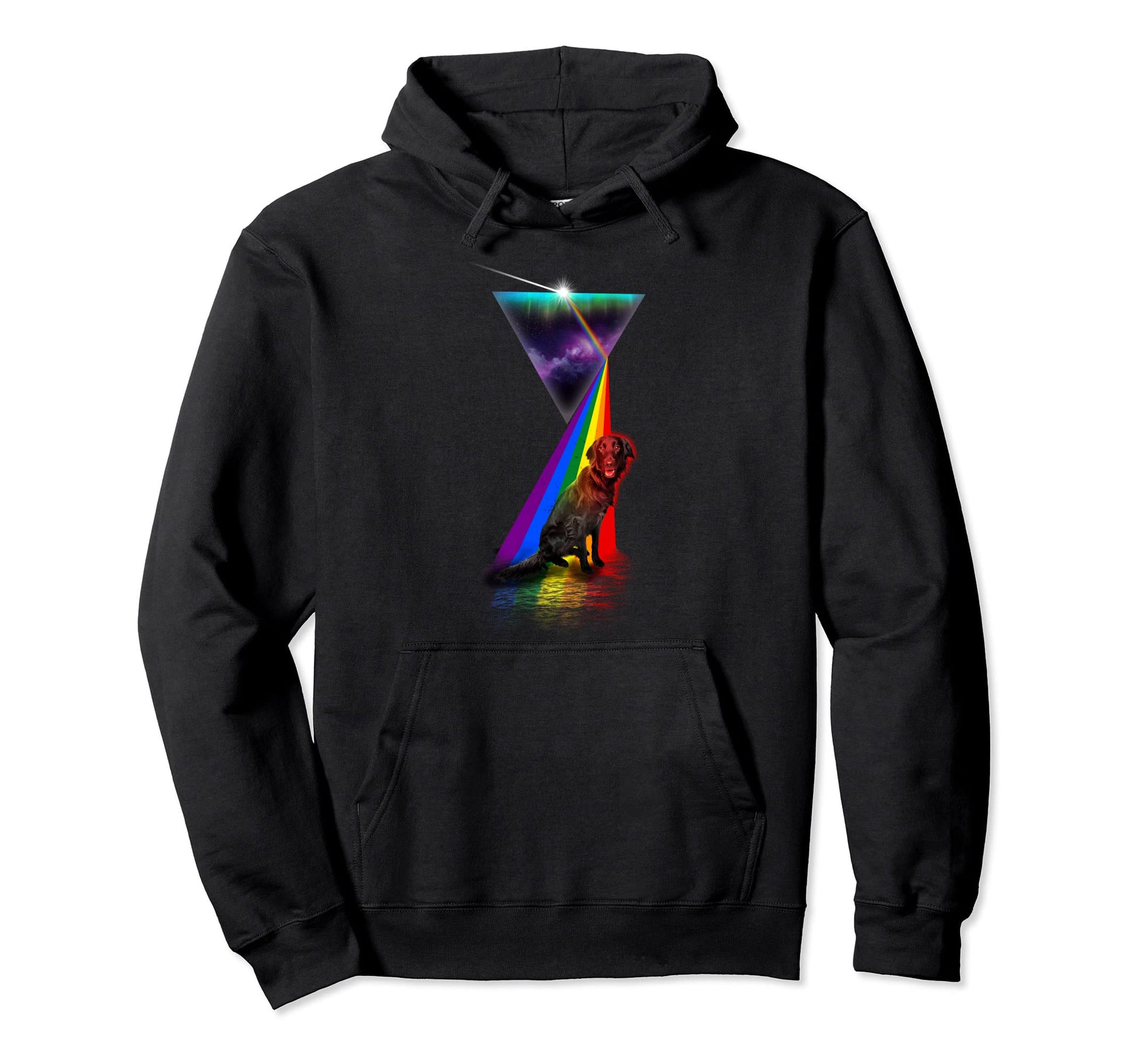 Prism Flat Coated Retriever Hoodie - Aesthetic Graphic for Adults - T-Shirt, Sweatshirt, Hoodie
