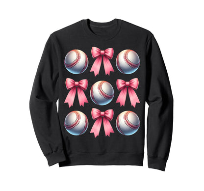 Coquette Bow Baseball Player Team Sweatshirt - Unique Graphic Men Women - T-Shirt, Sweatshirt, Hoodie