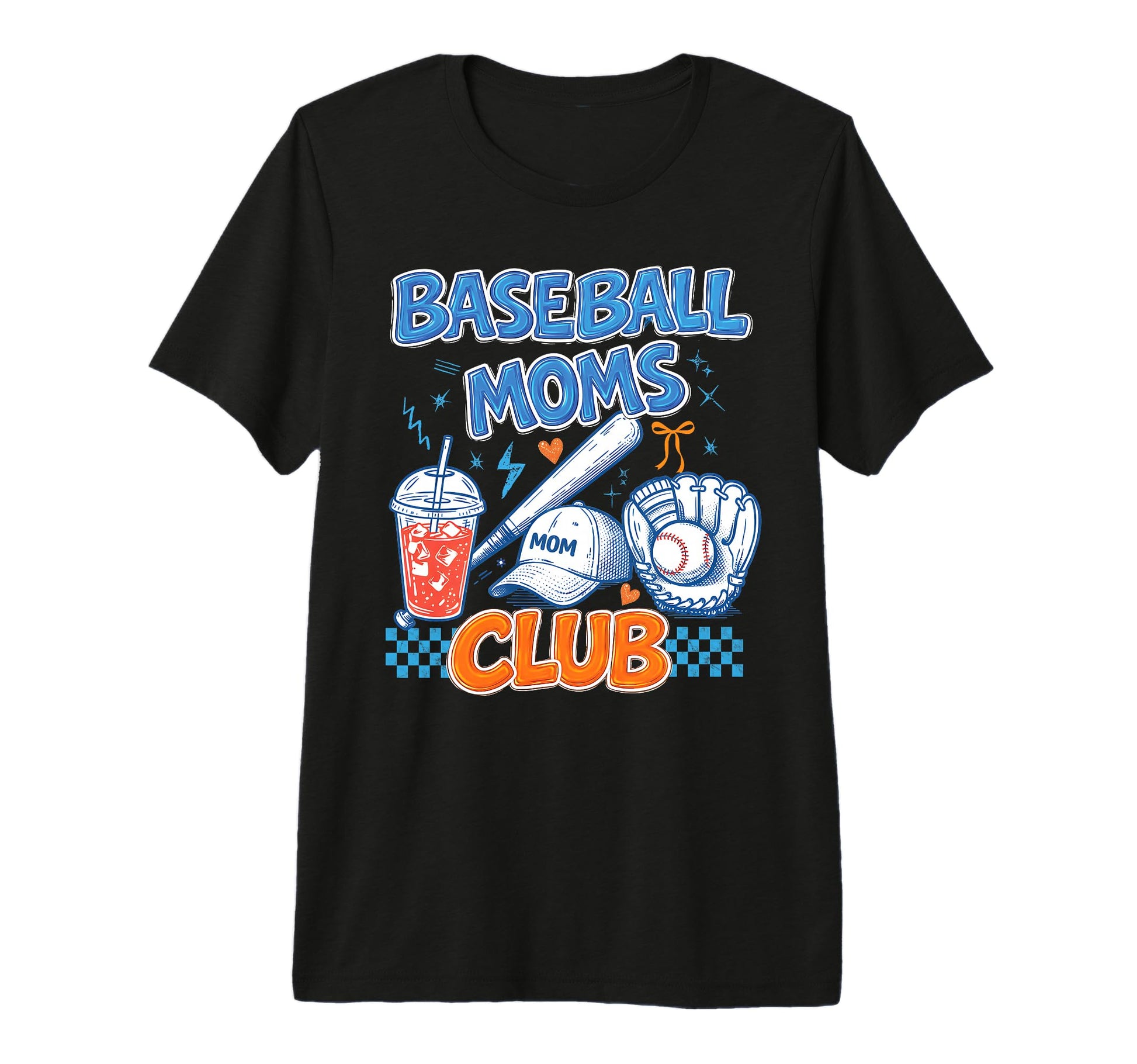 Baseball Moms Club Iced Coffee Glove T-Shirt - Graphic Print for Adults - T-Shirt, Sweatshirt, Hoodie