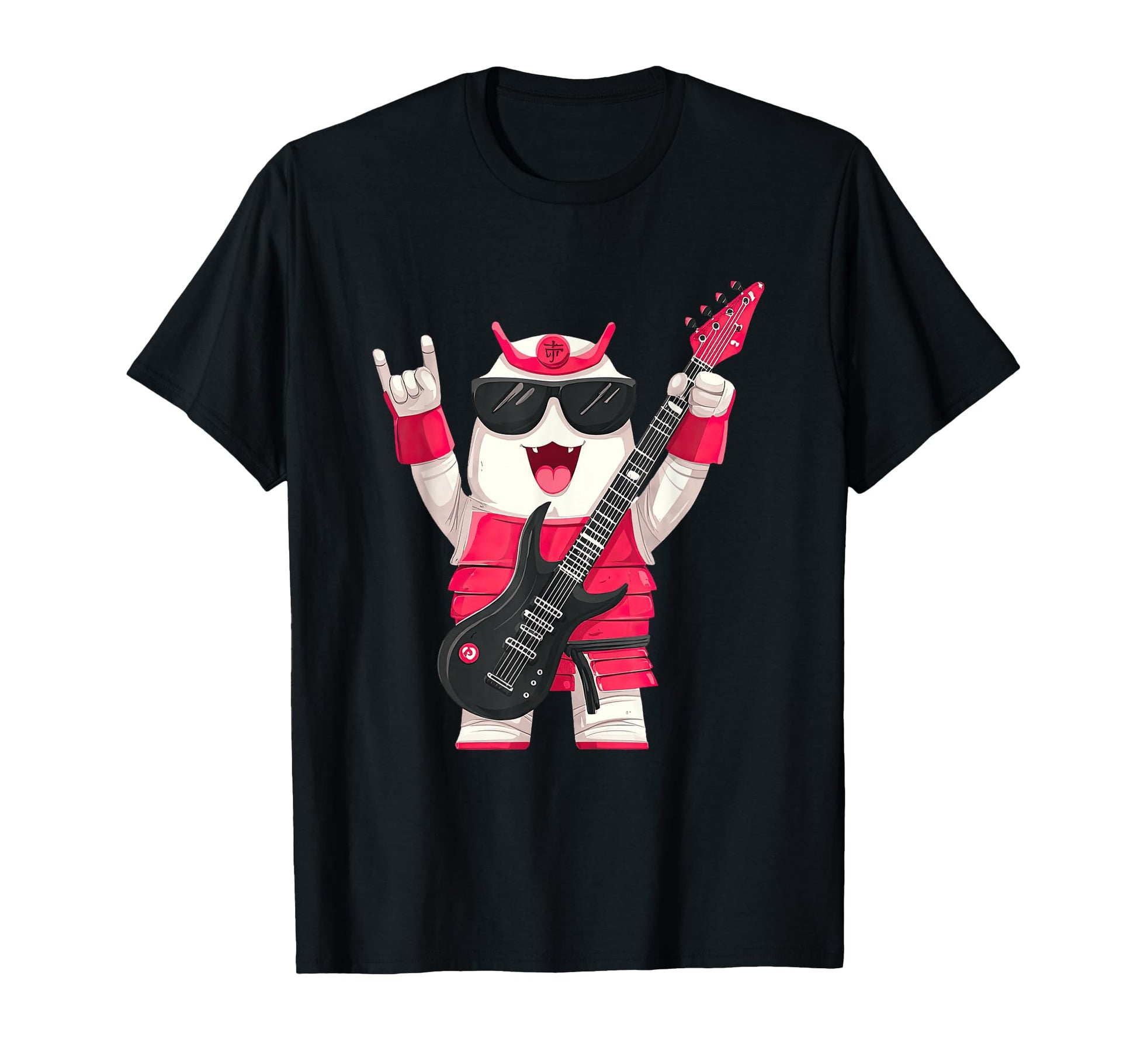 Funny Cartoon Samurai Guitar Player T-Shirt - Trendy Graphic for Adults - T-Shirt, Sweatshirt, Hoodie