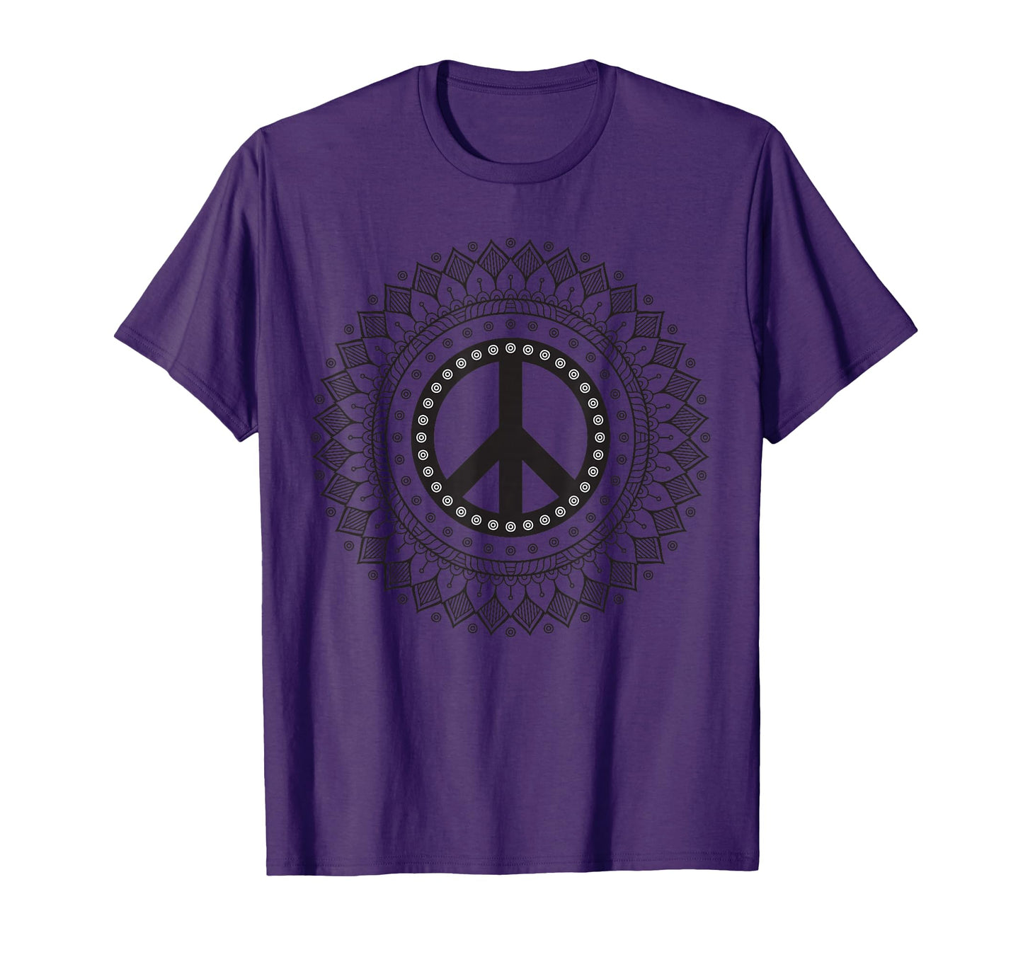 Peace Sign Love Mandala 60S 70S T-Shirt - Casual Everyday Wear for Adults - T-Shirt, Sweatshirt, Hoodie