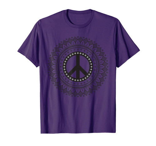 Peace Sign Love Mandala 60S 70S T-Shirt - Casual Everyday Wear for Adults - T-Shirt, Sweatshirt, Hoodie