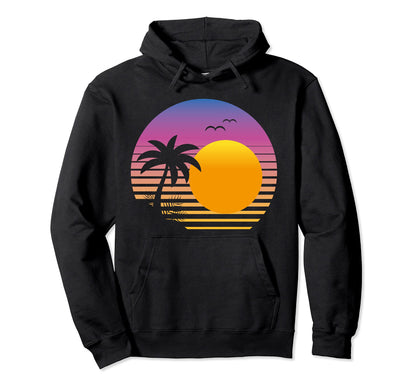 Sunset Tropical Beach 90S Art 80S Hoodie - Streetwear Style Unisex - T-Shirt, Sweatshirt, Hoodie
