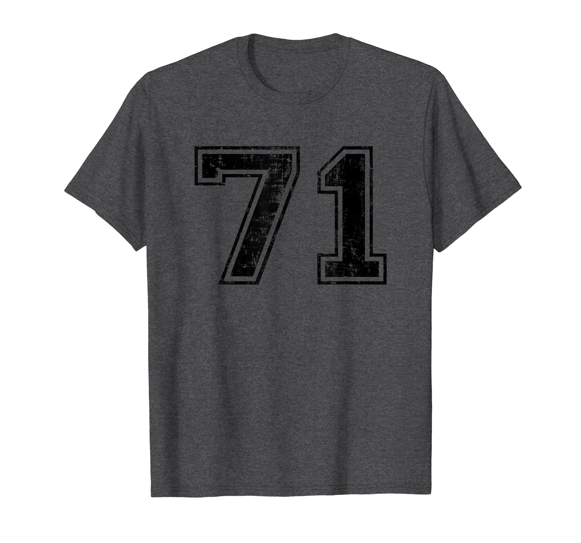 Number 71 Varsity Distressed Sport Team T-Shirt - Unique Graphic Men Women - T-Shirt, Sweatshirt, Hoodie