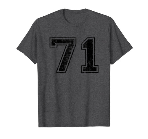 Number 71 Varsity Distressed Sport Team T-Shirt - Unique Graphic Men Women - T-Shirt, Sweatshirt, Hoodie