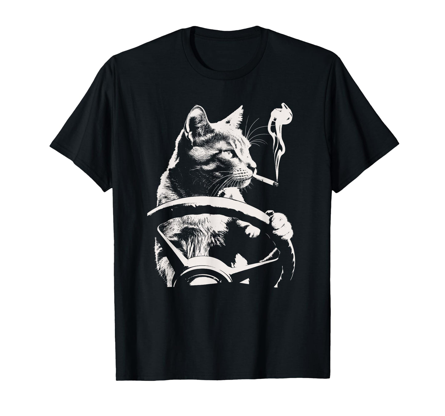 Cat Smoking Driving Grunge Kitty Edgy T-Shirt - Graphic Print Men Women - T-Shirt, Sweatshirt, Hoodie
