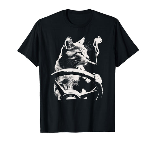 Cat Smoking Driving Grunge Kitty Edgy T-Shirt - Graphic Print Men Women - T-Shirt, Sweatshirt, Hoodie