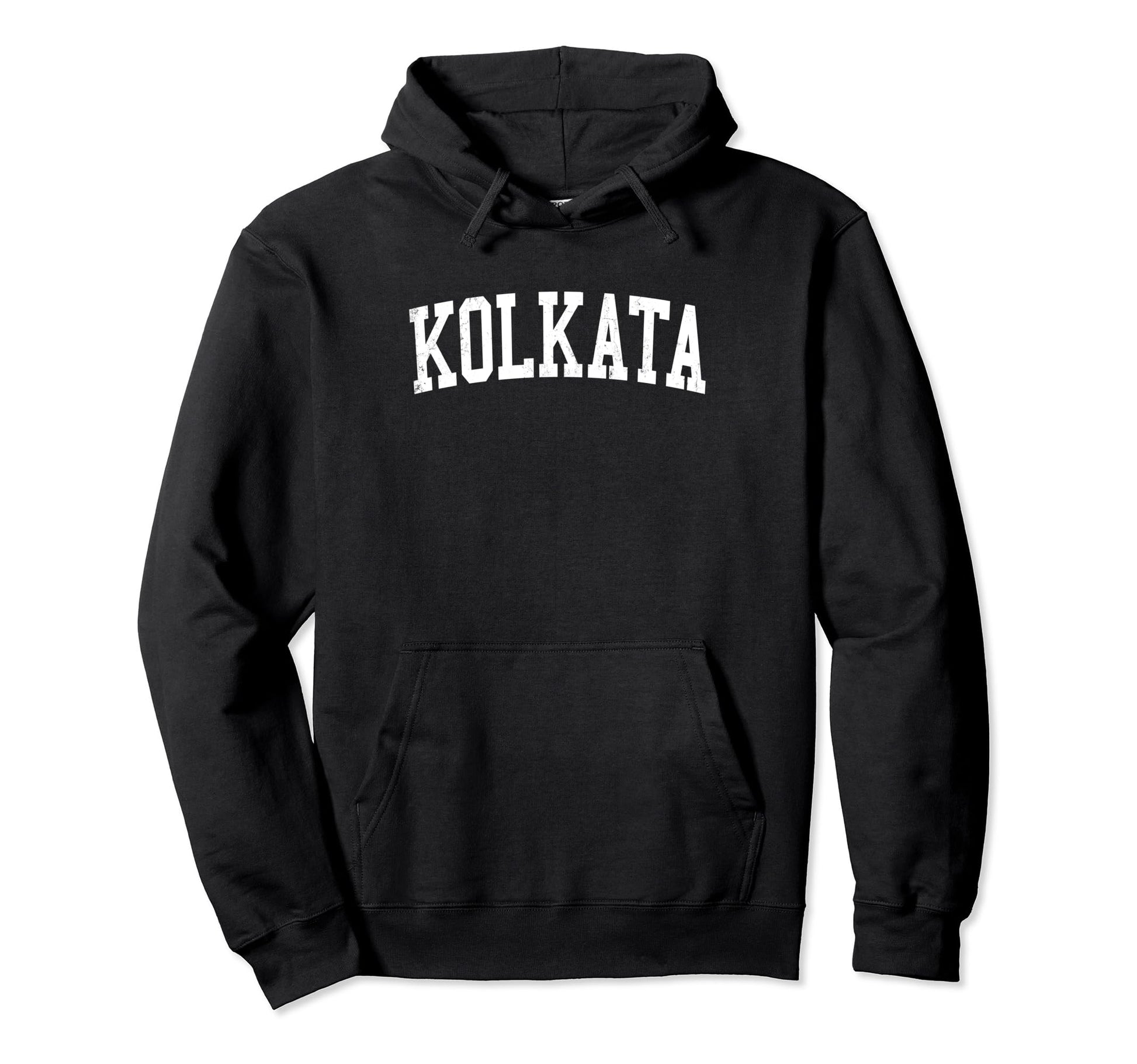 Kolkata India Distressed White Varsity Hoodie - Streetwear Style Unisex - T-Shirt, Sweatshirt, Hoodie