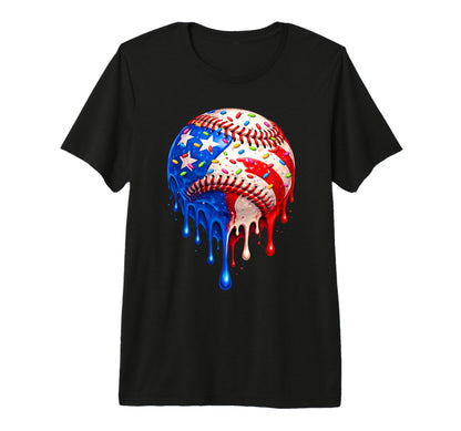 4Th July Baseball Ice Cream Drip T-Shirt - Fun Novelty Design Unisex - T-Shirt, Sweatshirt, Hoodie