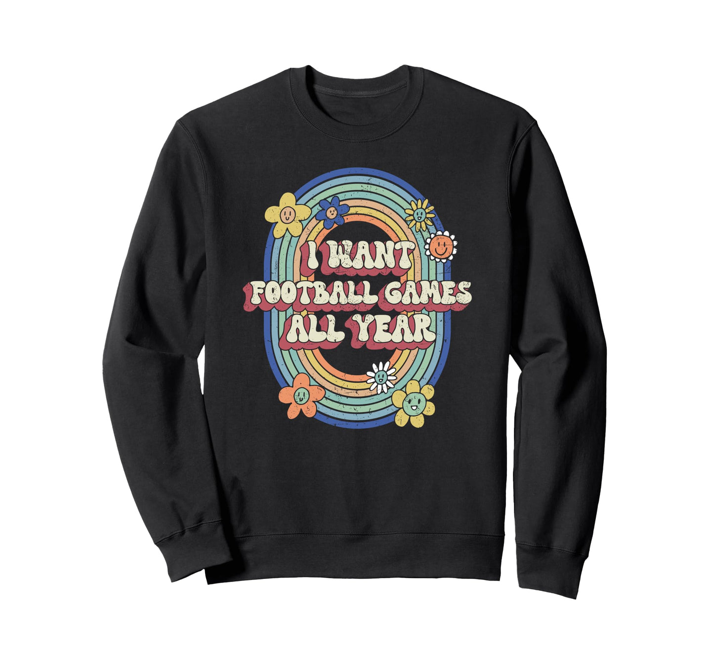 Enjoy Football Games Groovy Rainbow Sweatshirt - Streetwear Style Men Women - T-Shirt, Sweatshirt, Hoodie