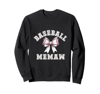 Coquette Baseball Memaw Bow Game Day Sweatshirt - Graphic Print for Adults - T-Shirt, Sweatshirt, Hoodie