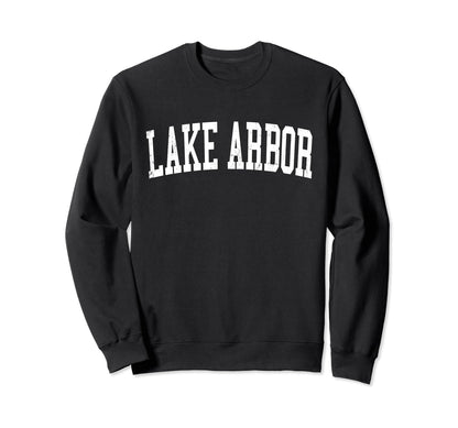 Lake Arbor Md Distressed White Sweatshirt - Minimalist Print for Adults - T-Shirt, Sweatshirt, Hoodie