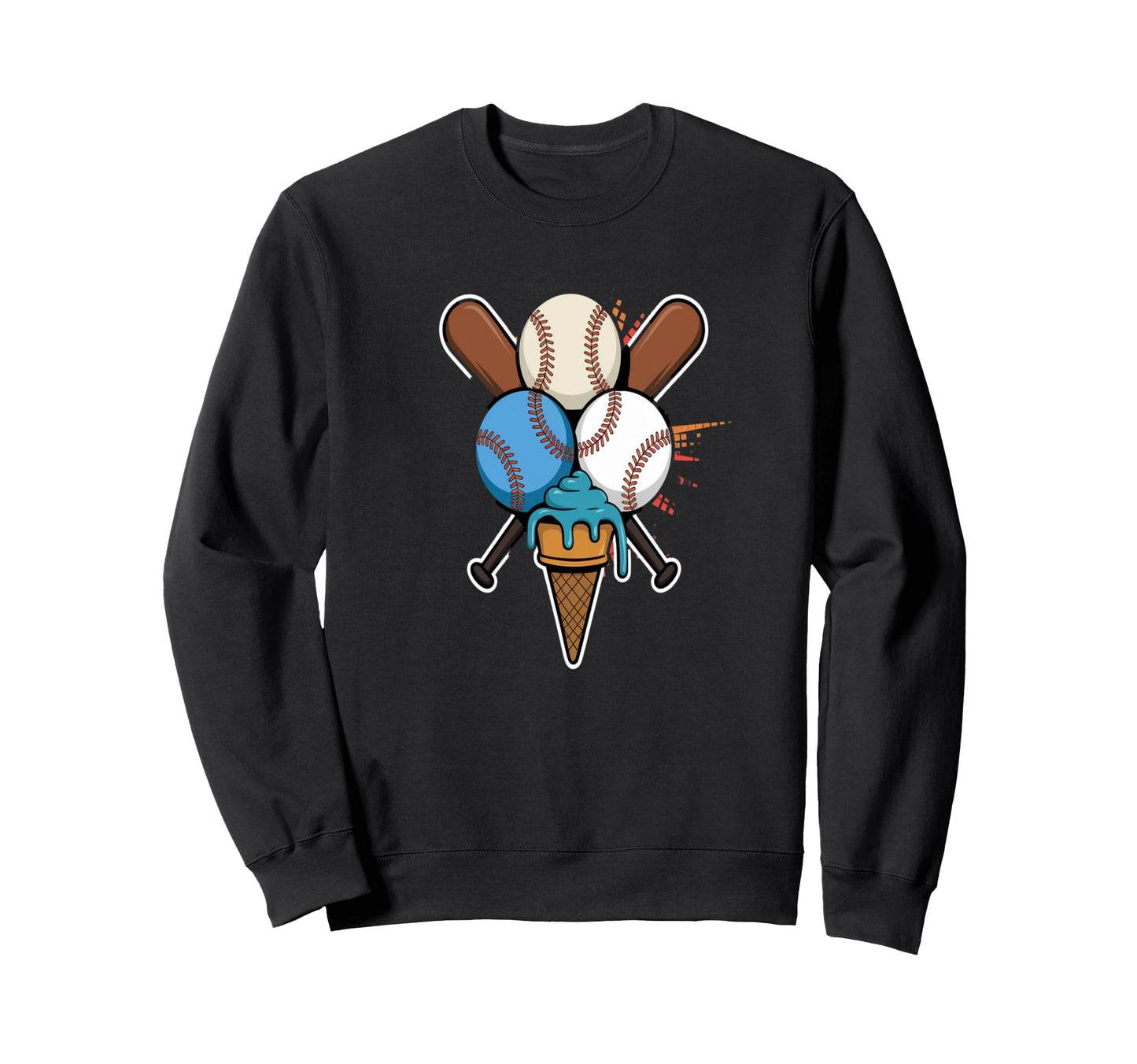 Baseball And Ice Cream Fun Sports Sweatshirt - Novelty Apparel Unisex - T-Shirt, Sweatshirt, Hoodie