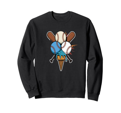 Baseball And Ice Cream Fun Sports Sweatshirt - Novelty Apparel Unisex - T-Shirt, Sweatshirt, Hoodie