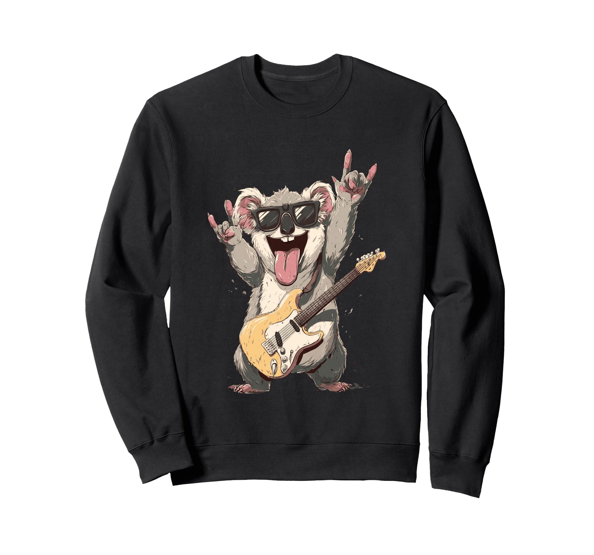 Koala Rock Music Guitarist Funny Sweatshirt - Unique Graphic for Adults - T-Shirt, Sweatshirt, Hoodie