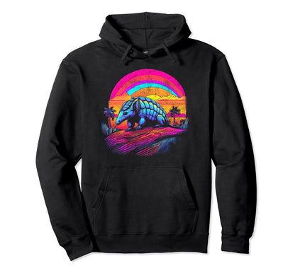Armadillo Sunset Rainbow Desert Nature Hoodie - Minimalist Print for Adults - T-Shirt, Sweatshirt, Hoodie