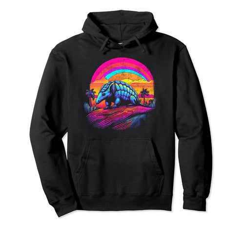 Armadillo Sunset Rainbow Desert Nature Hoodie - Minimalist Print for Adults - T-Shirt, Sweatshirt, Hoodie