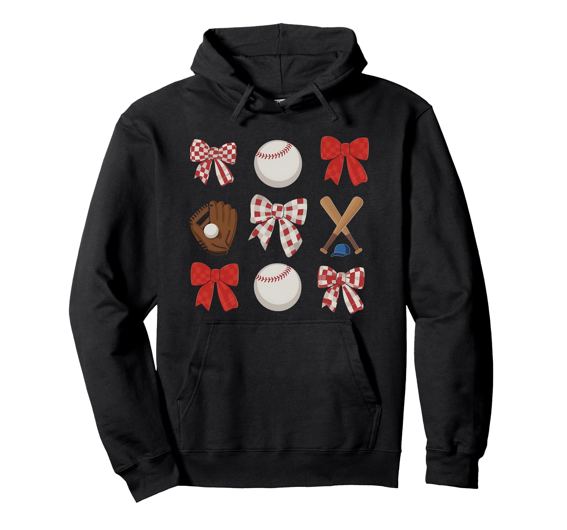 Baseball Mom Coquette Bow Mothers Hoodie - Casual Everyday Wear Men Women - T-Shirt, Sweatshirt, Hoodie