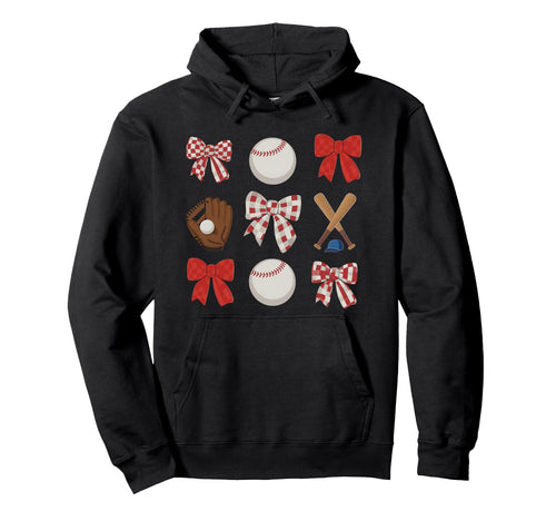 Baseball Mom Coquette Bow Mothers Hoodie - Casual Everyday Wear Men Women - T-Shirt, Sweatshirt, Hoodie