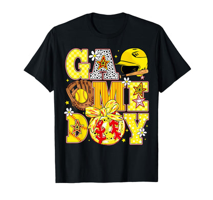 Softball Mama Mom Daughter Game Day T-Shirt - Custom Art Print Unisex - T-Shirt, Sweatshirt, Hoodie