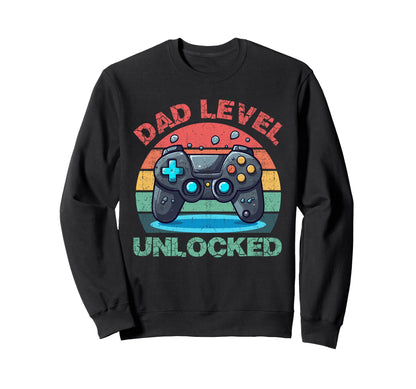 New Dad Level Unlocked Gamer Sweatshirt - Graphic Print Men Women - T-Shirt, Sweatshirt, Hoodie