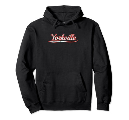 Yorkville Varsity Distressed Throwback Hoodie - Novelty Apparel Men Women - T-Shirt, Sweatshirt, Hoodie