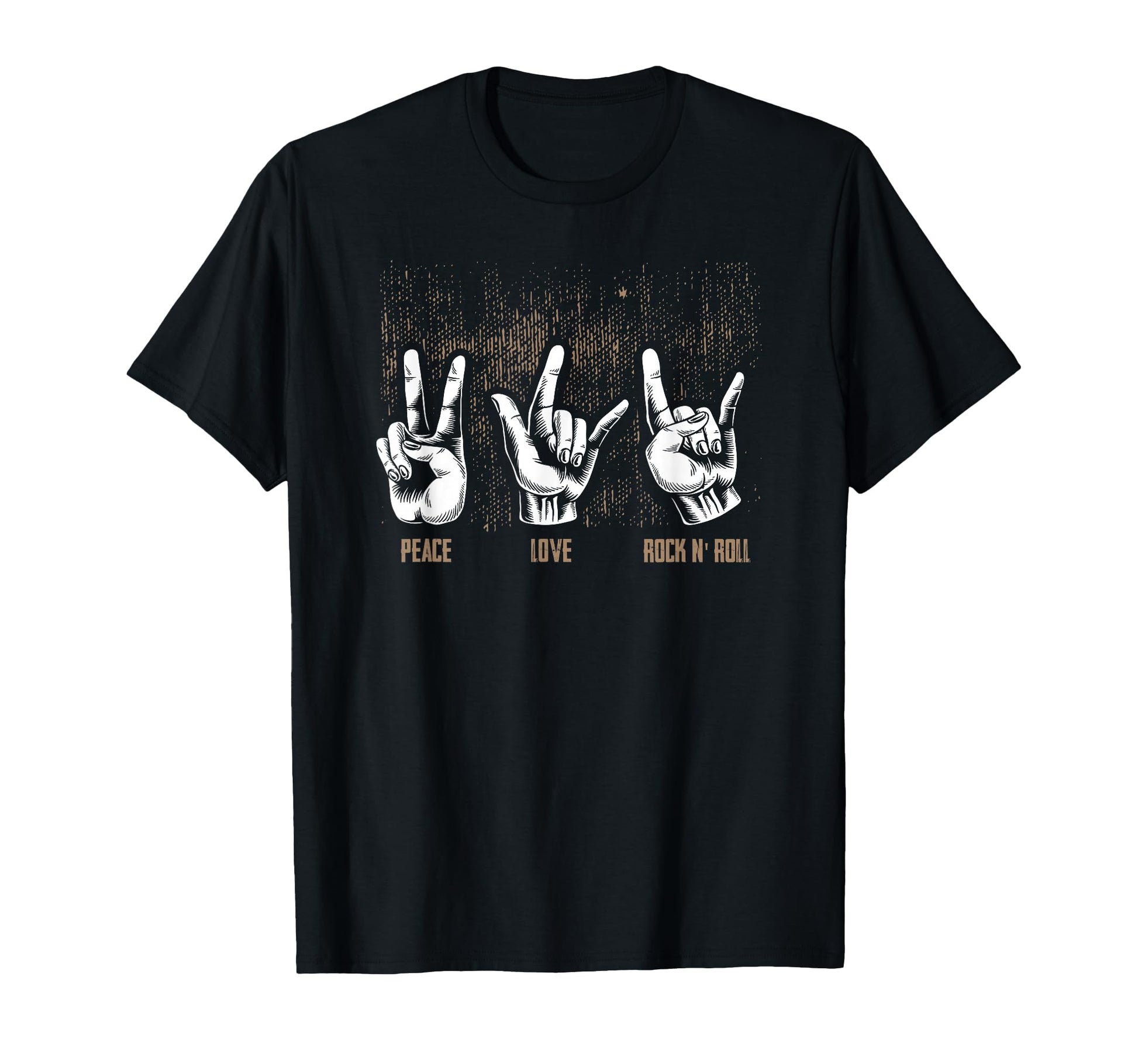 Peace Love Rock And Roll Guitar Hippie T-Shirt - Graphic Print Men Women - T-Shirt, Sweatshirt, Hoodie