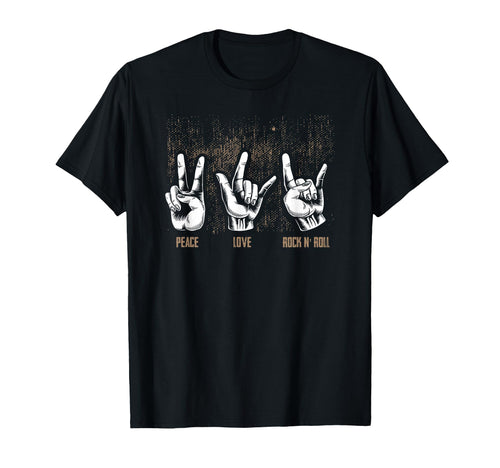 Peace Love Rock And Roll Guitar Hippie T-Shirt - Graphic Print Men Women - T-Shirt, Sweatshirt, Hoodie