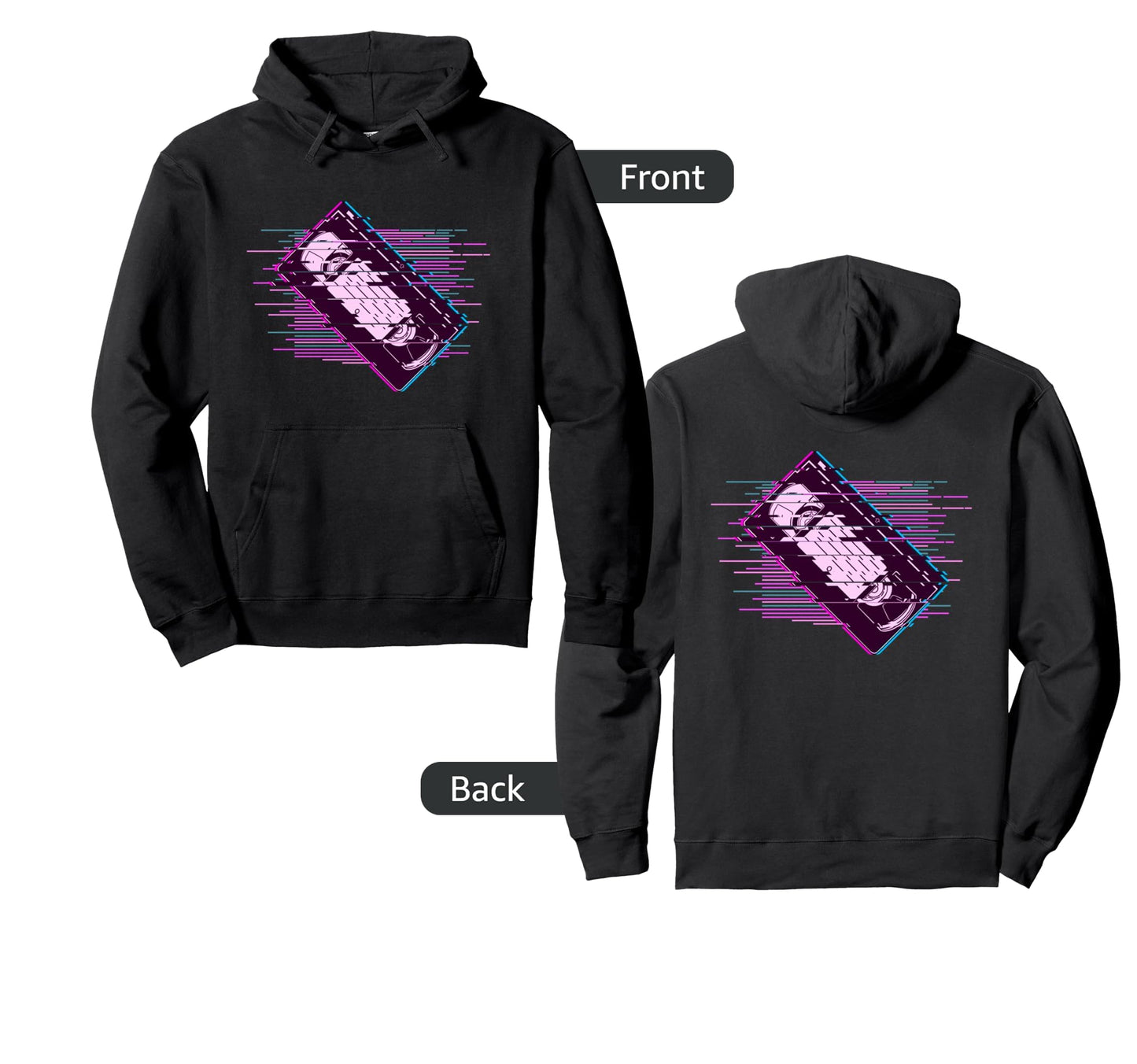Pixelated Video Cassette Vaporwave Hoodie - Minimalist Print Men Women - T-Shirt, Sweatshirt, Hoodie