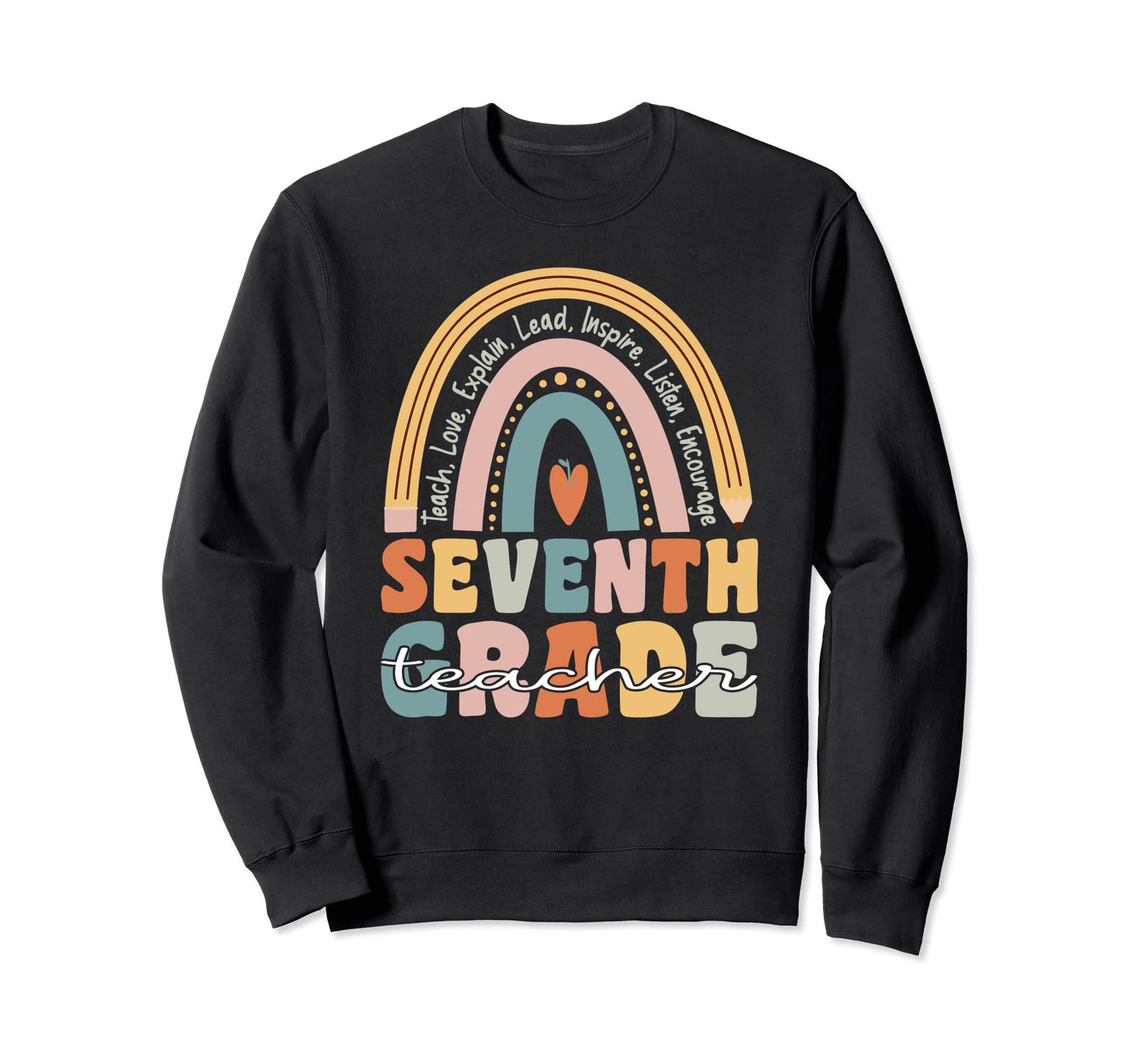 Seventh Grade Teacher Groovy Teacher Sweatshirt - Aesthetic Graphic Unisex - T-Shirt, Sweatshirt, Hoodie