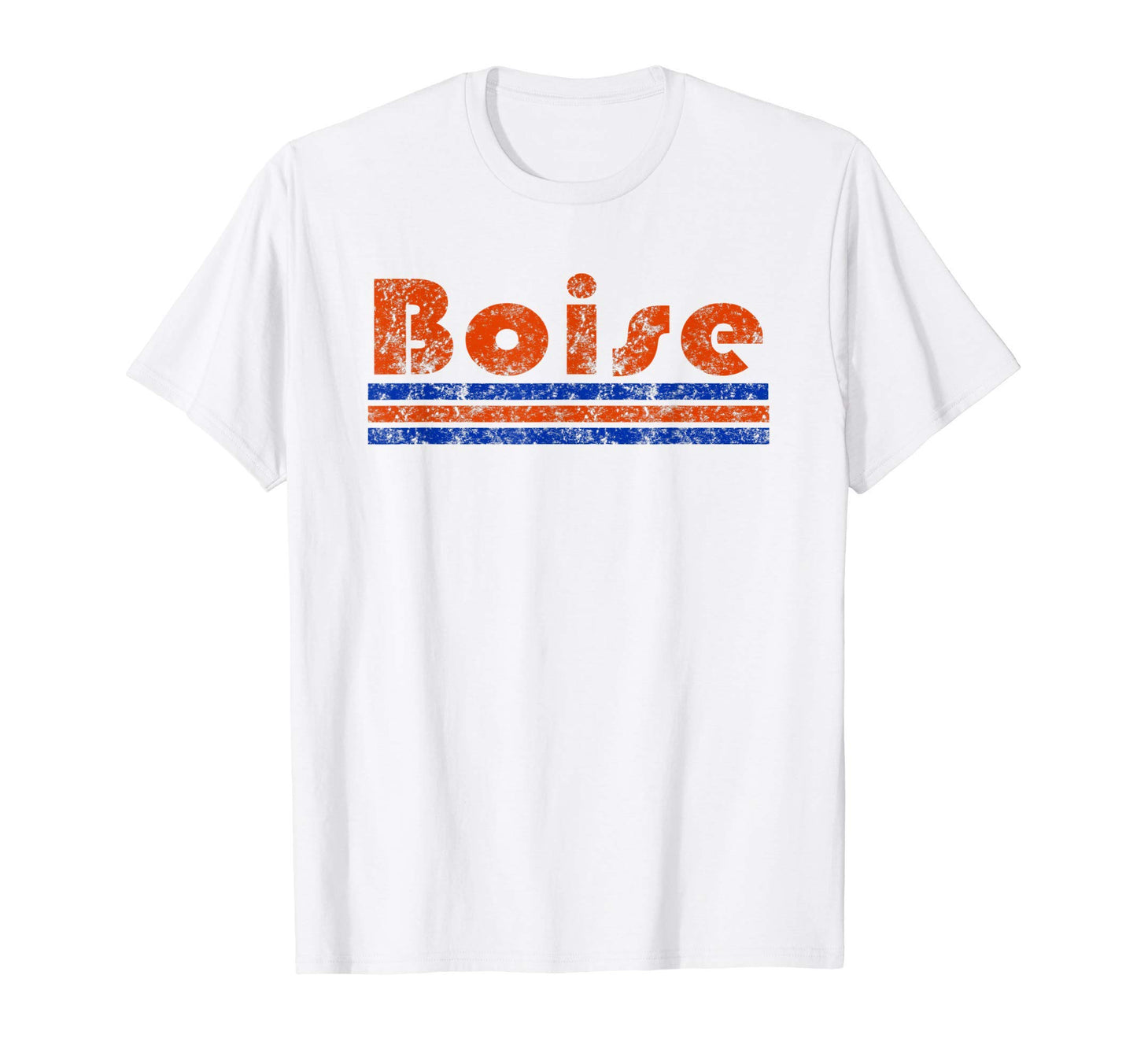 Boise Idaho Three Stripe Weathered T-Shirt - Novelty Apparel Men Women - T-Shirt, Sweatshirt, Hoodie