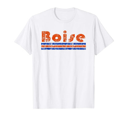 Boise Idaho Three Stripe Weathered T-Shirt - Novelty Apparel Men Women - T-Shirt, Sweatshirt, Hoodie