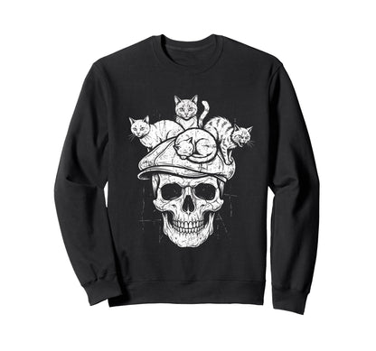 Skull Cat Skeleton Kitty Kitten Sweatshirt - Fun Novelty Design for Adults - T-Shirt, Sweatshirt, Hoodie