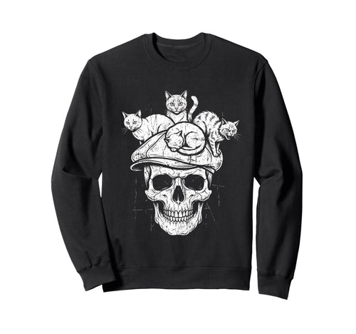Skull Cat Skeleton Kitty Kitten Sweatshirt - Fun Novelty Design for Adults - T-Shirt, Sweatshirt, Hoodie