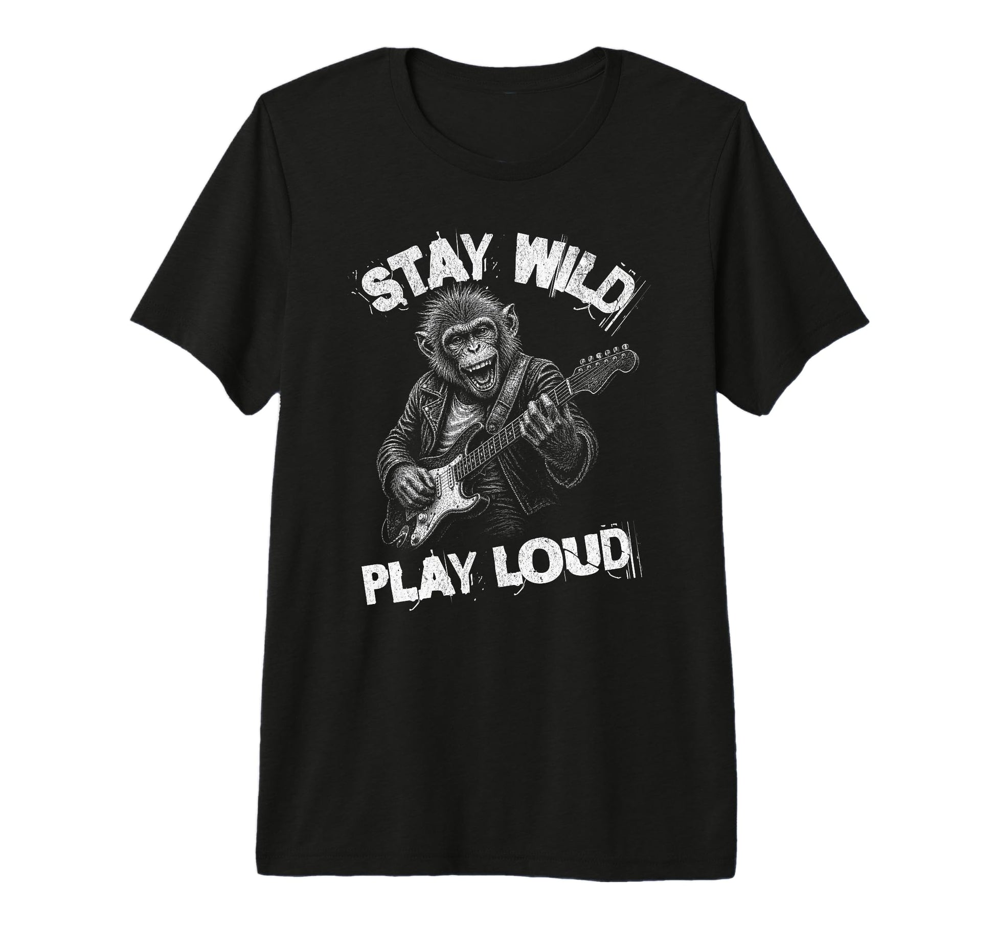 Play Loud Monkey Guitar Funny Animal T-Shirt - Fun Novelty Design Unisex - T-Shirt, Sweatshirt, Hoodie