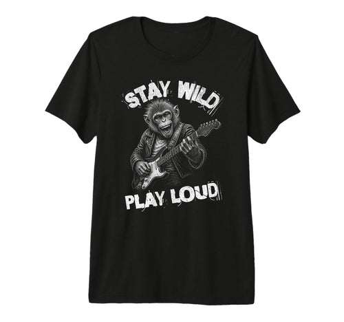 Play Loud Monkey Guitar Funny Animal T-Shirt - Fun Novelty Design Unisex - T-Shirt, Sweatshirt, Hoodie