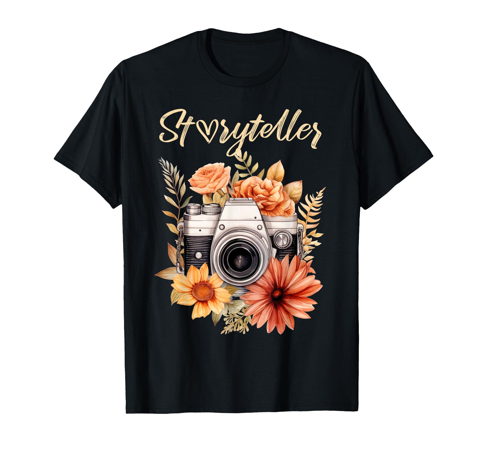 Photographer Storyteller Camera Floral T-Shirt - Graphic Print for Adults - T-Shirt, Sweatshirt, Hoodie