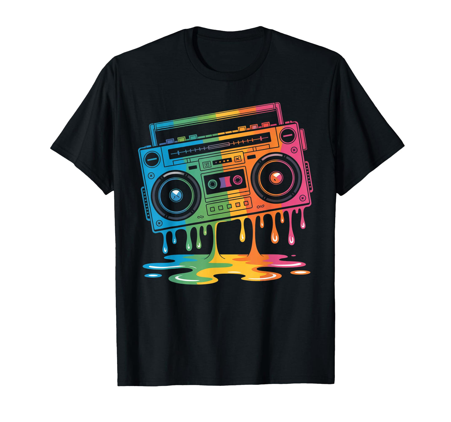 Dripping Paint Boombox Old School T-Shirt - Custom Art Print for Adults - T-Shirt, Sweatshirt, Hoodie