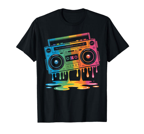 Dripping Paint Boombox Old School T-Shirt - Custom Art Print for Adults - T-Shirt, Sweatshirt, Hoodie