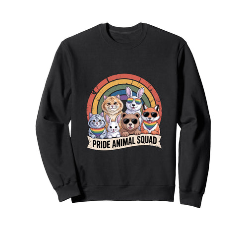 Pride Animal Squad Rainbow Funny Sweatshirt - Minimalist Print Men Women - T-Shirt, Sweatshirt, Hoodie