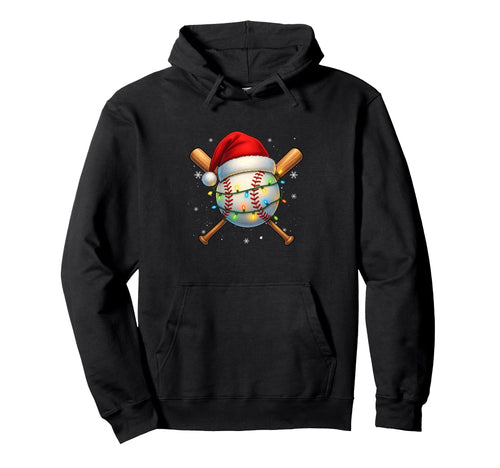 Santa Sports Baseball Player Hoodie - Fun Novelty Design Men Women - T-Shirt, Sweatshirt, Hoodie