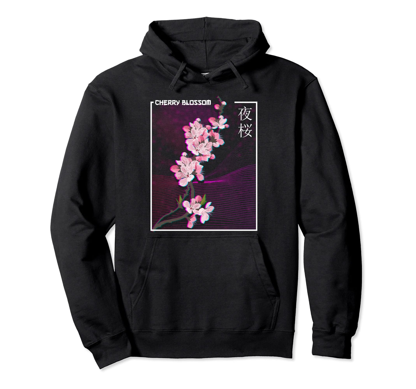 Japanese Aesthetic Vaporwave Cherry Hoodie - Custom Art Print for Adults - T-Shirt, Sweatshirt, Hoodie