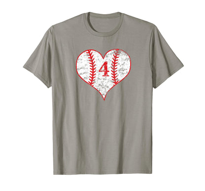 Love Baseball Mom 4 Baseball Heart T-Shirt - Novelty Apparel for Adults - T-Shirt, Sweatshirt, Hoodie