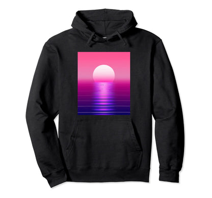 Vaporwave Sun Synthwave Sunset Hoodie - Aesthetic Graphic Men Women - T-Shirt, Sweatshirt, Hoodie