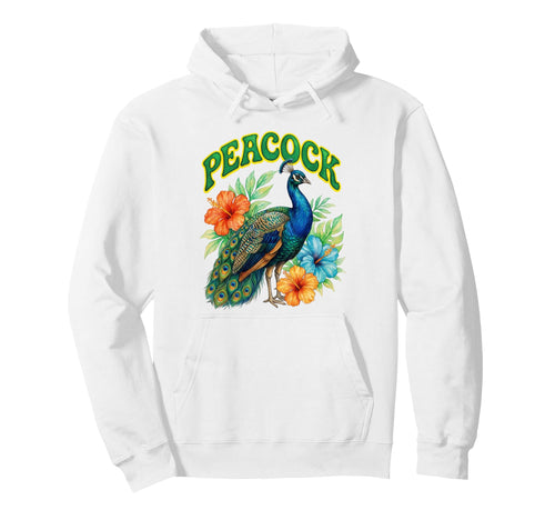 Peacock Groovy Floral Peacock Hoodie - Casual Everyday Wear for Adults - T-Shirt, Sweatshirt, Hoodie