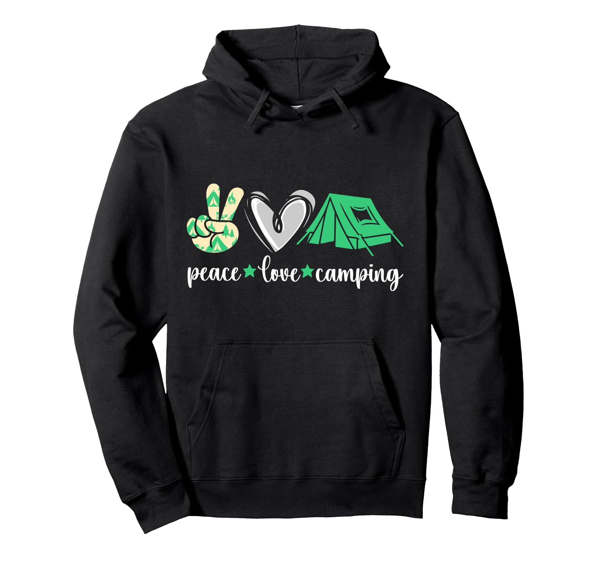 Tent Camping Peace Love Camping Hoodie - Graphic Print Men Women - T-Shirt, Sweatshirt, Hoodie