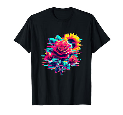 Rose Sunflower Vaporwave Aesthetic T-Shirt - Minimalist Print Men Women - T-Shirt, Sweatshirt, Hoodie