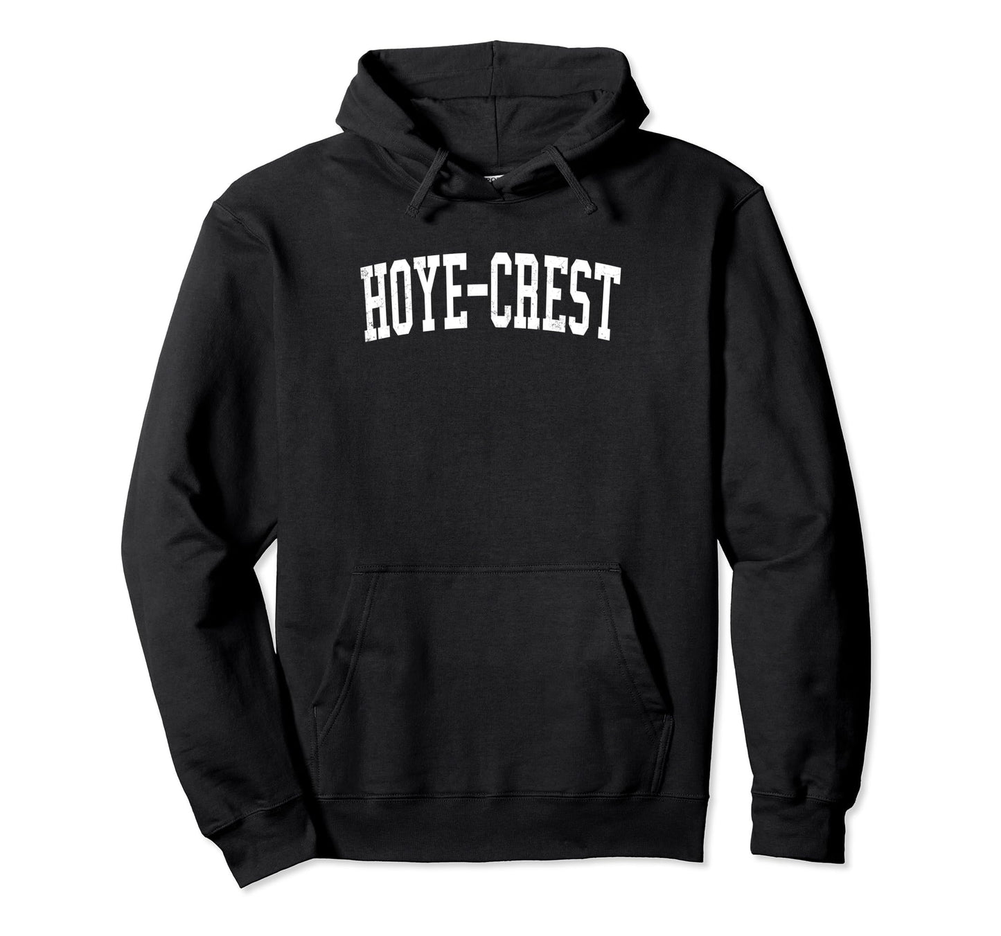 Hoye Crest Distressed White Varsity Hoodie - Streetwear Style for Adults - T-Shirt, Sweatshirt, Hoodie